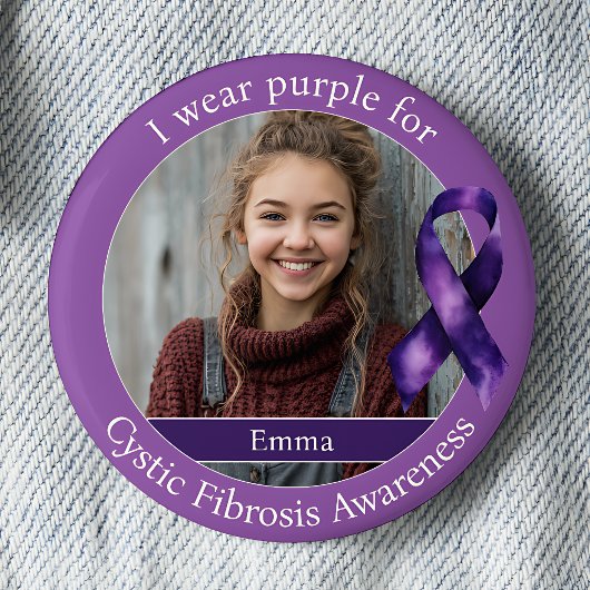 Wear Purple for Cystic Fibrosis Awareness Photo Button