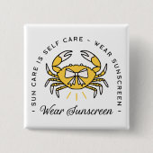 Wear sunscreen apply spf reminder beach aesthetic button (Vorderseite)