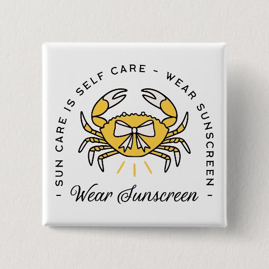 Wear sunscreen apply spf reminder beach aesthetic button (Vorderseite)
