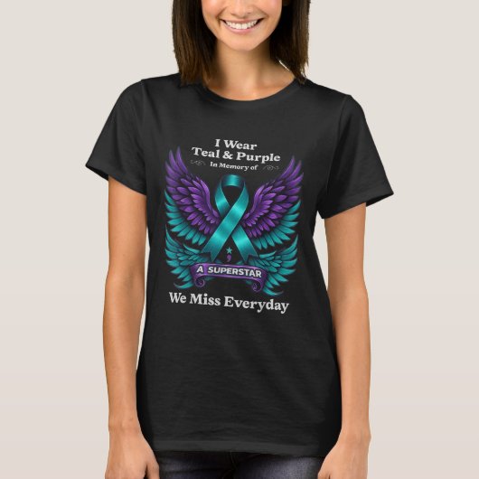 Wear Teal &amp; Purple In Memory Of A Loved One Aw T-Shirt (Vorderseite)
