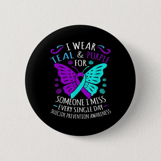 Wear Teal And Purple Happy Suicide Awareness Sup  Button (Vorderseite)
