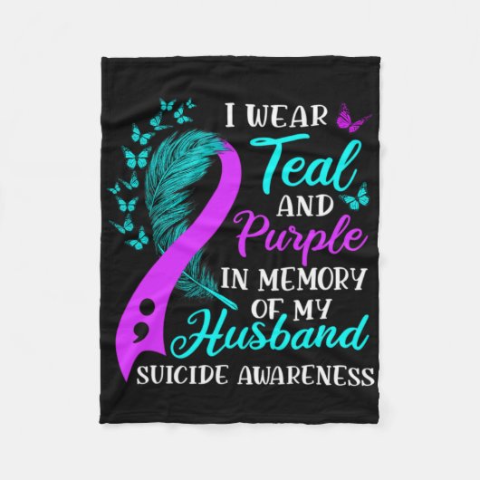 Wear Teal Purple In Memory Of My Husnd Suicide Awa Fleecedecke (Vorderseite)