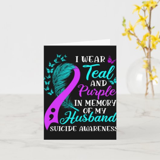 Wear Teal Purple In Memory Of My Husnd Suicide Awa Karte (Gelbe Blume)