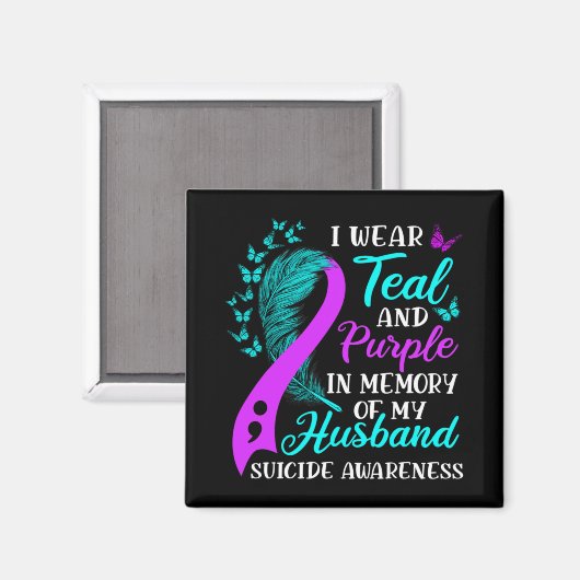 Wear Teal Purple In Memory Of My Husnd Suicide Awa Magnet (Vorderseite/Rückseite)