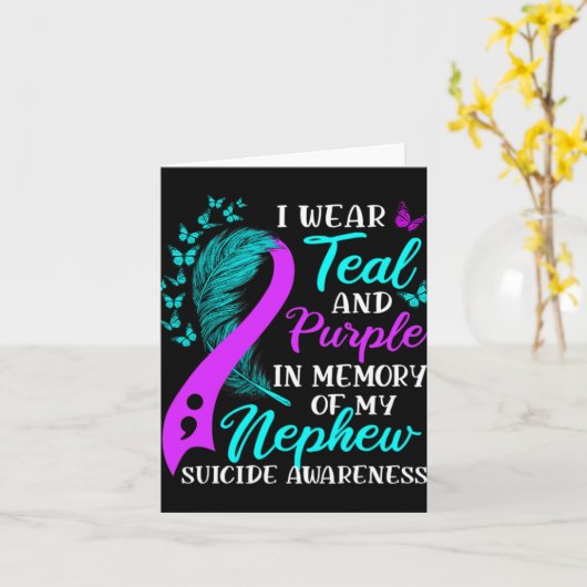 Wear Teal Purple In Memory Of My Nephew Suicide Aw Karte (Gelbe Blume)