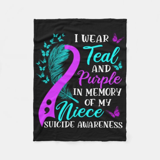 Wear Teal Purple In Memory Of My Niece Suicide Awa Fleecedecke (Vorderseite)