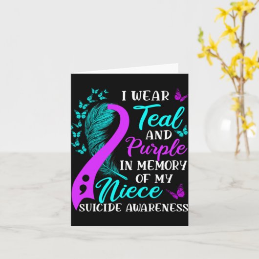 Wear Teal Purple In Memory Of My Niece Suicide Awa Karte (Gelbe Blume)