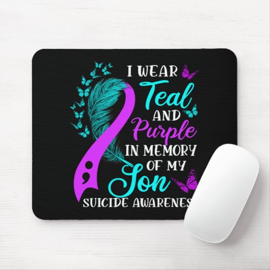 Wear Teal Purple In Memory Of My Son Suicide Aware Mousepad (Mit Mouse)