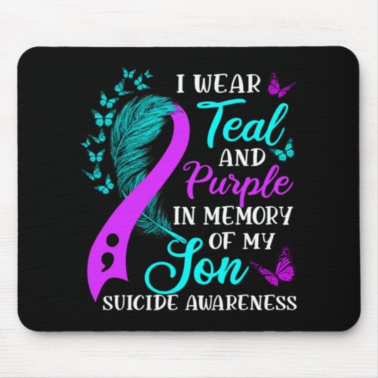 Wear Teal Purple In Memory Of My Son Suicide Aware Mousepad (Vorne)
