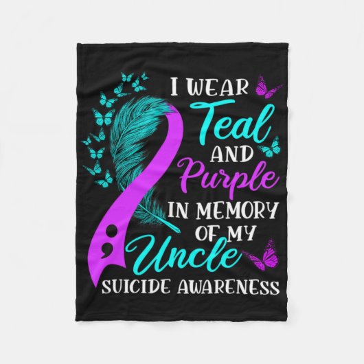 Wear Teal Purple In Memory Of My Uncle Suicide Awa Fleecedecke (Vorderseite)