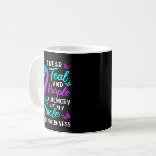 Wear Teal Purple In Memory Of My Uncle Suicide Awa Kaffeetasse (Vorderseite Links)