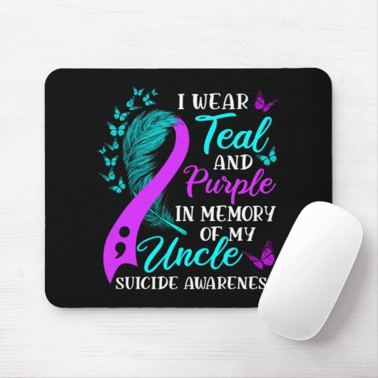 Wear Teal Purple In Memory Of My Uncle Suicide Awa Mousepad (Mit Mouse)