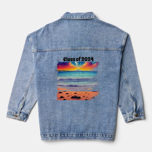 Wearable Art Beach Abschluss Denim Jacket Jeansjacke (Rückseite)