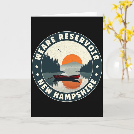 Weare Reservoir New Hampshire Sunset T Shirt Karte (Gelbe Blume)