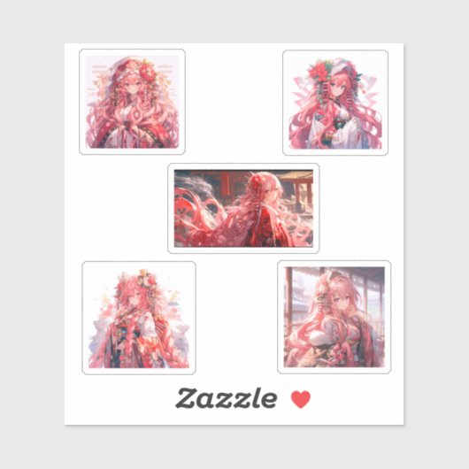 wearing Kimono, cute anime girls Aufkleber (Blatt)