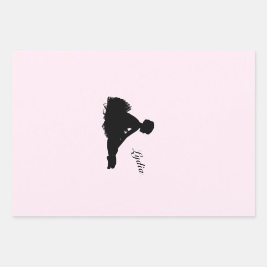 Weary Ballerina Personalisiert w Name Pink Geschenkpapier Set (Vorderseite 2)