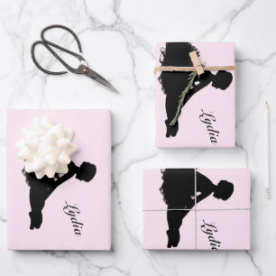 Weary Ballerina Personalisiert w Name Pink Geschenkpapier Set
