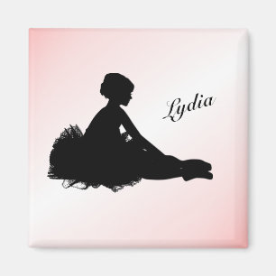 Weary Ballerina Personalisiert w Name Pink Magnet