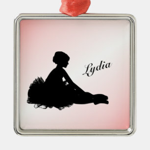 Weary Ballerina Personalisiert w Name Pink Ornament Aus Metall