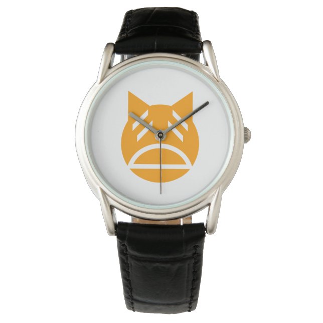 Weary Emoji Cat Armbanduhr (Vorderseite)