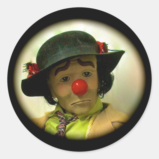 Weary Willie Sad Face Clown Large Round Sticker (Vorderseite)