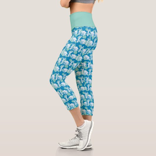 Weasel & Baboon Blue Character Pattern Capri Leggings (Links)