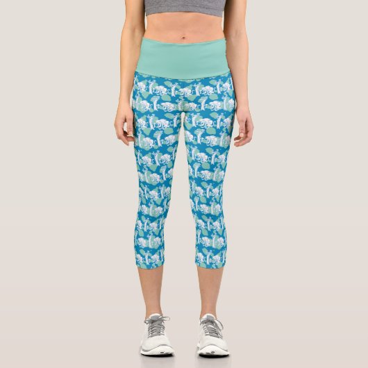 Weasel & Baboon Blue Character Pattern Capri Leggings (Vorderseite)