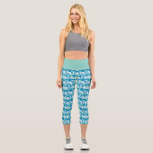 Weasel & Baboon Blue Character Pattern Capri Leggings (Vorderseite)