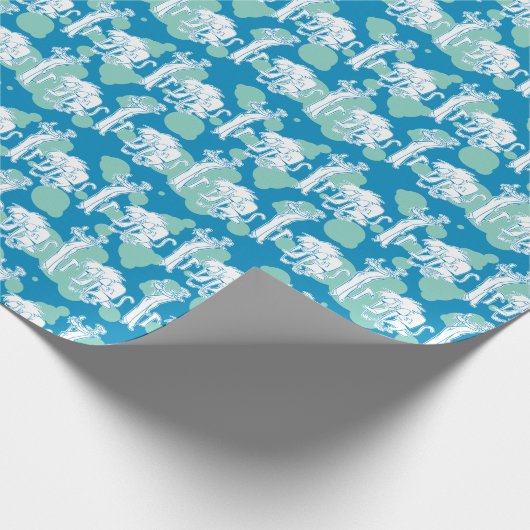 Weasel & Baboon Blue Character Pattern Geschenkpapier (Ecke)