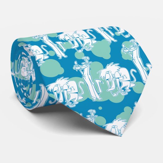 Weasel & Baboon Blue Character Pattern Krawatte (Gerollt)