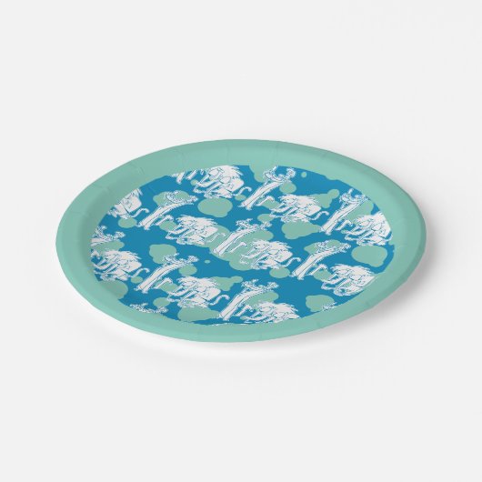 Weasel & Baboon Blue Character Pattern Pappteller (Schrägansicht)