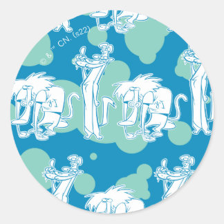 Weasel & Baboon Blue Character Pattern Runder Aufkleber