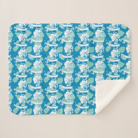 Weasel & Baboon Blue Character Pattern Sherpadecke (Vorderseite (Horizontal))