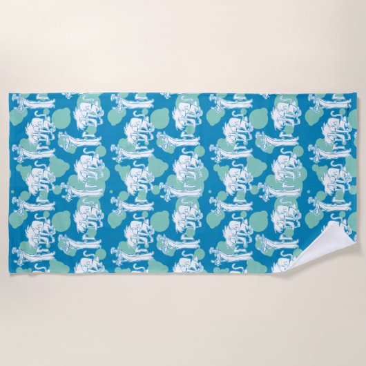 Weasel & Baboon Blue Character Pattern Strandtuch (Vorderseite)