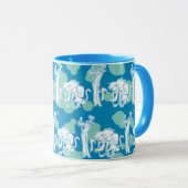 Weasel & Baboon Blue Character Pattern Tasse (VorderseiteRechts)