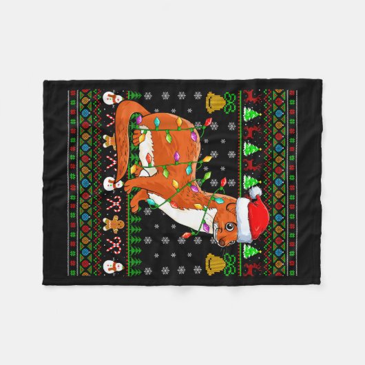 Weasel Christmas Lights Funny Santa Ugly Sweaters  Fleecedecke (Vorderseite (Horizontal))