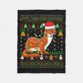 Weasel Christmas Lights Funny Santa Ugly Sweaters Fleecedecke (Vorderseite)