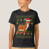 Weasel Christmas Lights Funny Santa Ugly Sweaters  T-Shirt (Vorderseite)