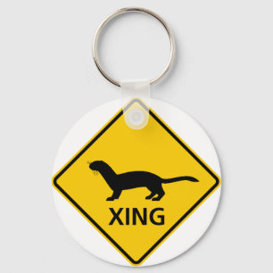 Weasel-/Frettchen-Überfahrt-Landstraßen-Zeichen Schlüsselanhänger