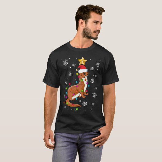 Weasel Lighting Xmas Tree Matching Weasel Christma T-Shirt (Vorne ganz)