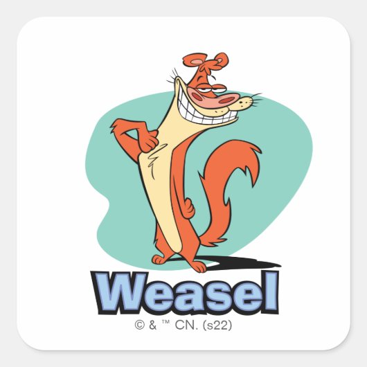 Weasel Proud Character Graphic Quadratischer Aufkleber (Vorderseite)
