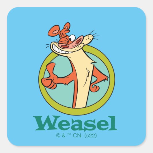 Weasel Thumbs Up Character Graphic Quadratischer Aufkleber (Vorderseite)