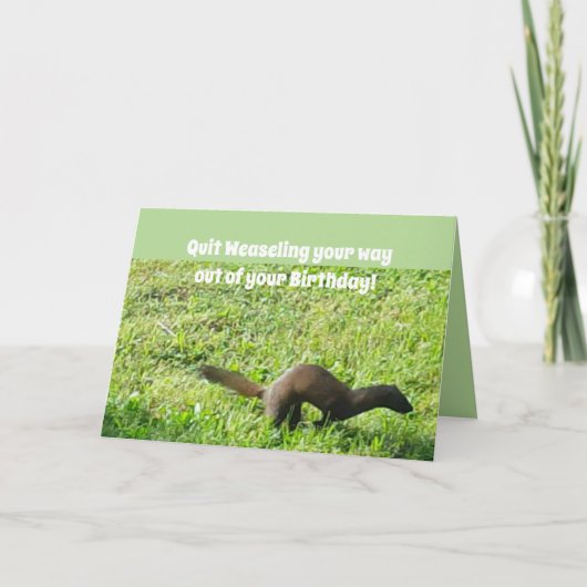 Weaseling heraus Geburtstags-Karte Karte (Vorderseite)