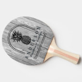 Weathered Dark Gray Pineapple Wedding Arch & Name Tischtennis Schläger (Seitenansicht)