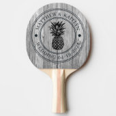 Weathered Dark Gray Pineapple Wedding Crest & Name Tischtennis Schläger (Vorderseite)