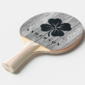 Weathered Dark Gray Wood Four Leaf Clover withName Tischtennis Schläger (Vorderseite)