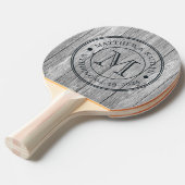 Weathered Dark Gray Wooden Wedding Monogram Tischtennis Schläger (Vorderseite)