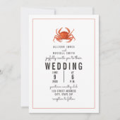Weathered Gingham Crab Wedding Einladung (Vorderseite)
