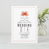 Weathered Gingham Crab Wedding Einladung (Stehend Vorderseite)