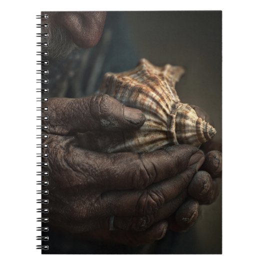 Weathered Hands Conch Muschel Notebook Notizblock (Vorderseite)